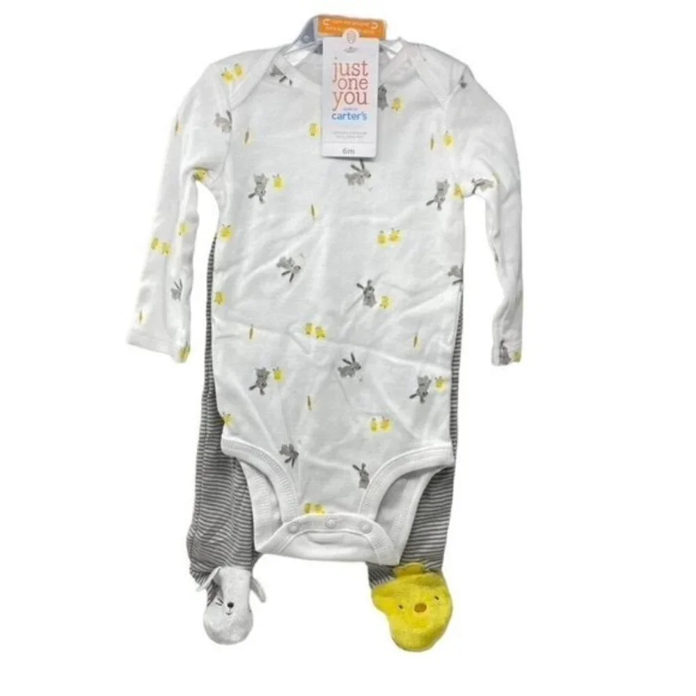 Carter's Just One You® Baby 2pc Bunny Chick Print Top and Bottom Set - Gray/Whit